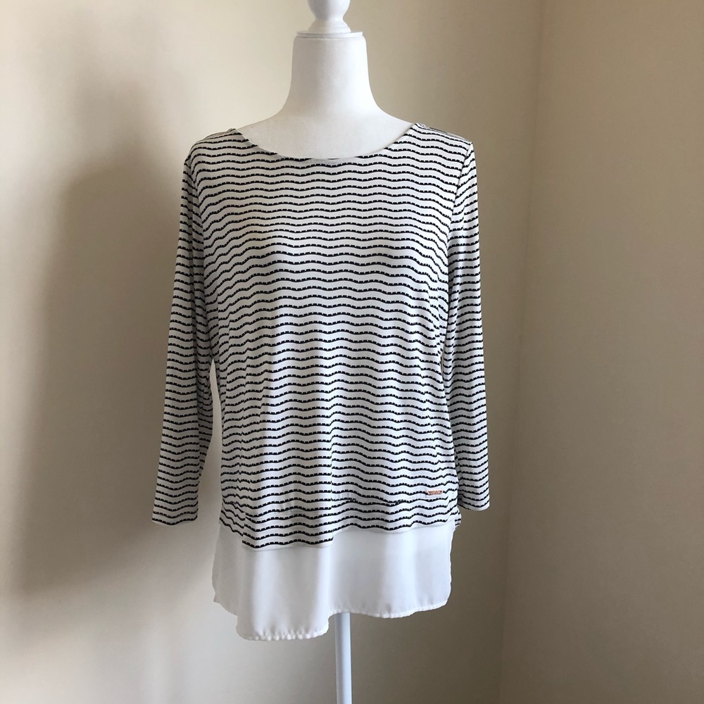 Ivanka Trump B&W Striped Blouse, Size M